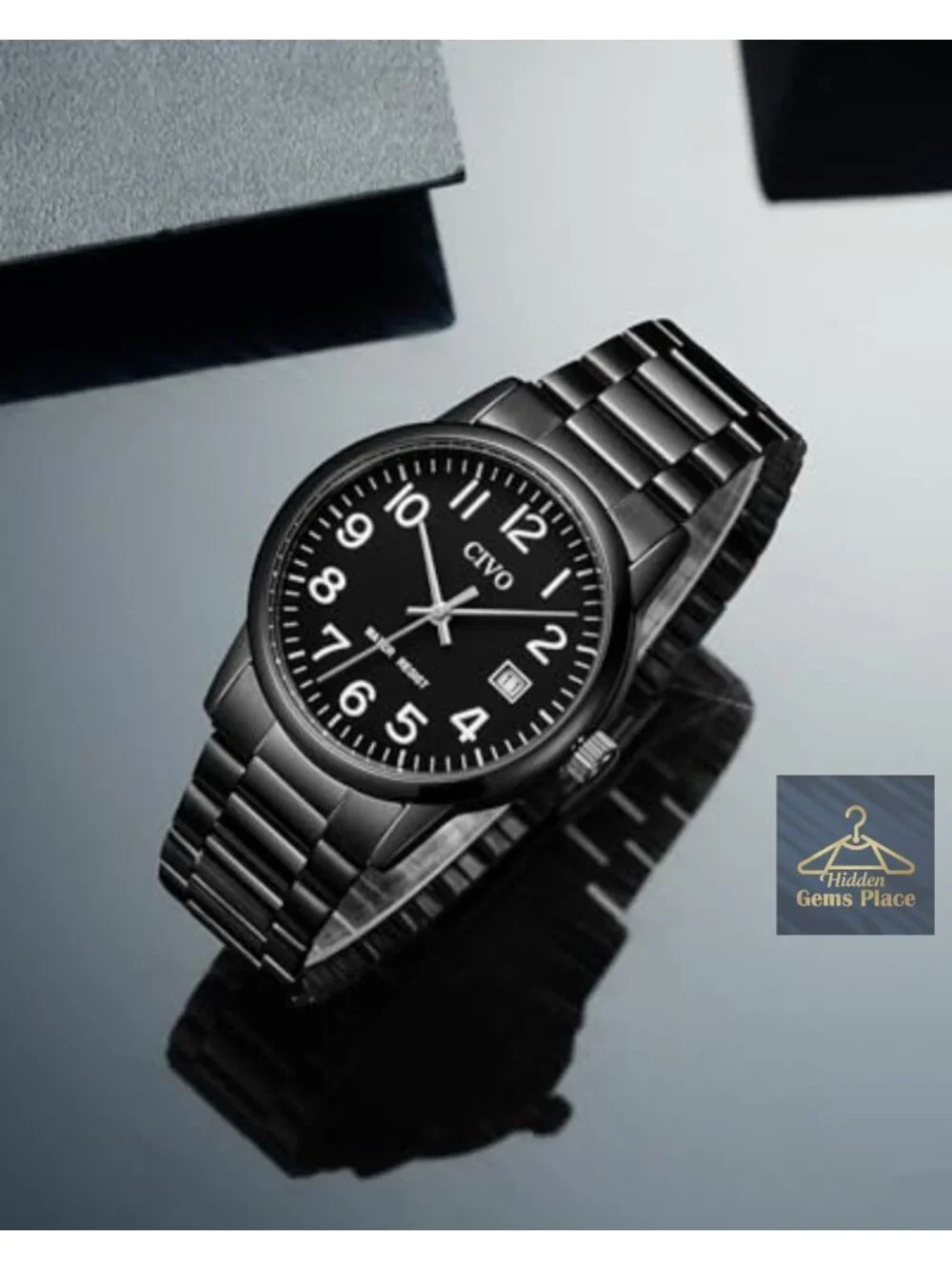 Mens Analog Quartz Watch Stainless Steel Waterproof Decorative Date